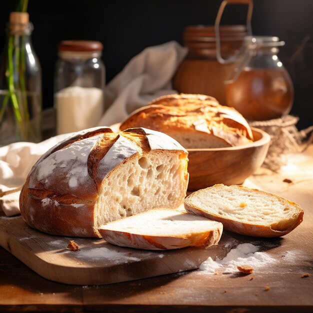 Un pane su un tavolo di legno