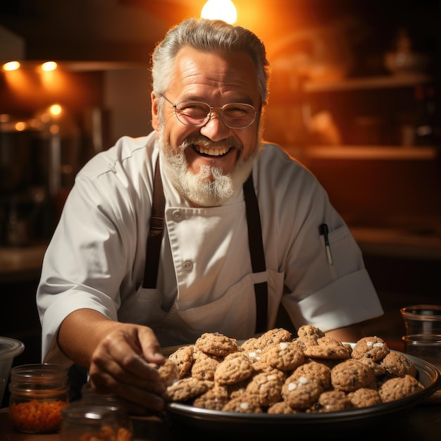 Un panettiere professionista cuoce un pane meraviglioso