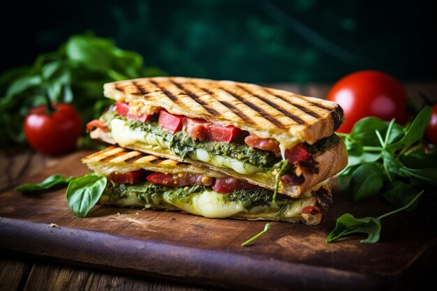 Un panini con un tocco fai-da-te come un sandwich bar da fare da solo