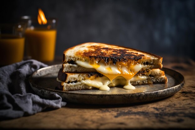 Un panino al formaggio grigliato con salsa all'arancia bruciata.