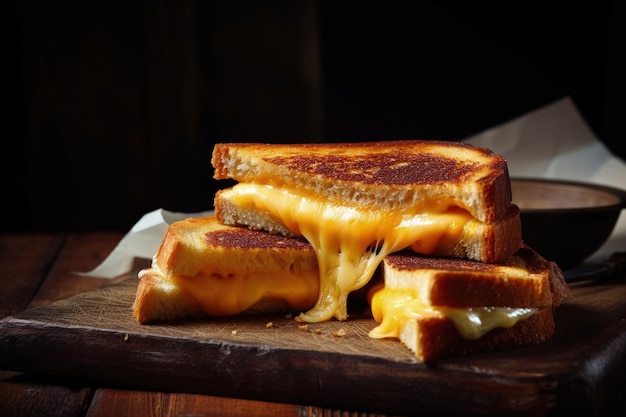 Un panino al formaggio grigliato su un tagliere AI generativo