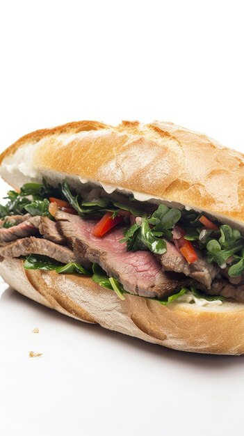 Un panino al roast beef con lattuga e carote generative AI