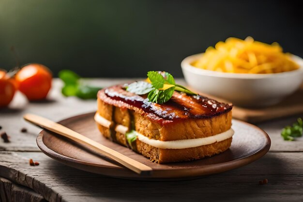 Un panino con formaggio e verdure su un piatto