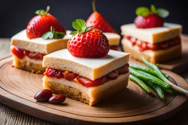 un panino con fragole e una fragola sopra