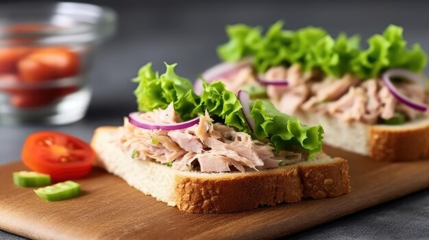 Un panino con il tonno sopra