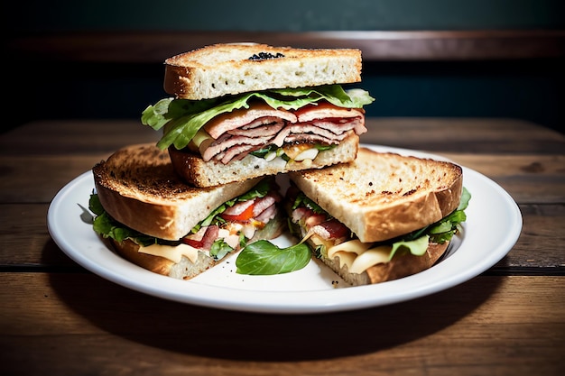 Un panino con sopra un contorno di lattuga e pomodoro