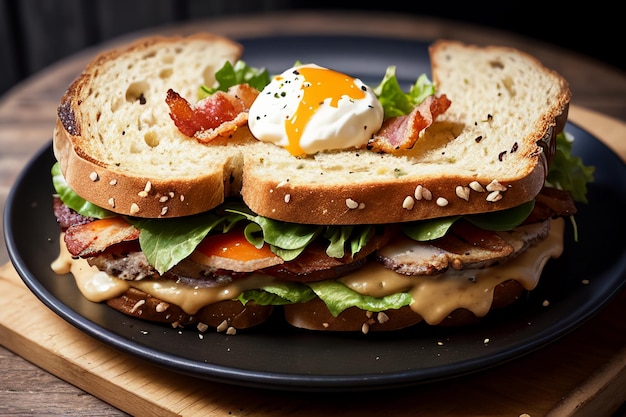 Un panino con sopra un uovo fritto