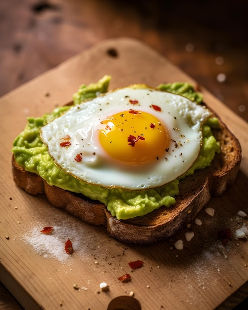 Un panino per la colazione con sopra un uovo