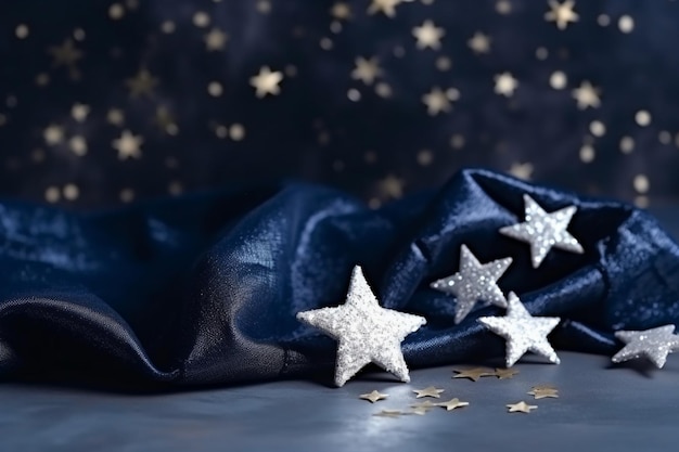 Un panno di velluto blu con sopra delle stelle e un panno blu scuro con sopra la parola stelle.