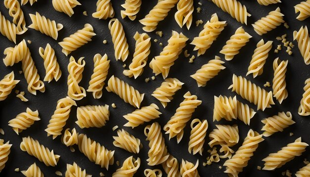 un panno nero con un sacco di pasta su di esso