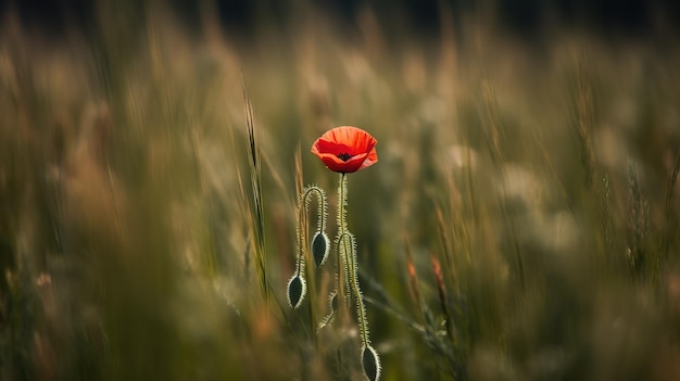 Un papavero in un campo di grano