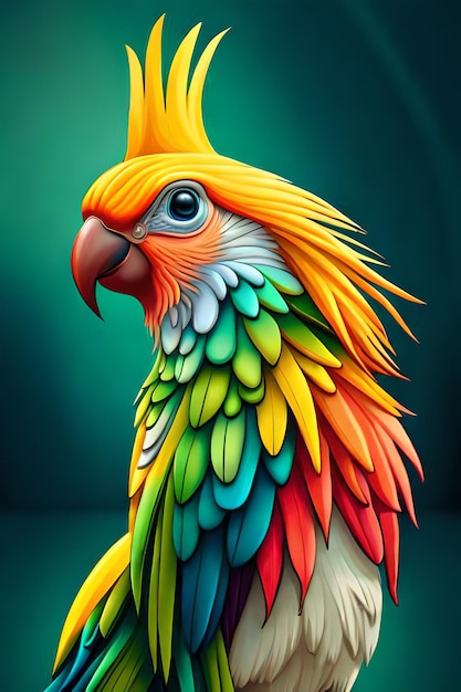 Un pappagallo colorato con uno sfondo blu
