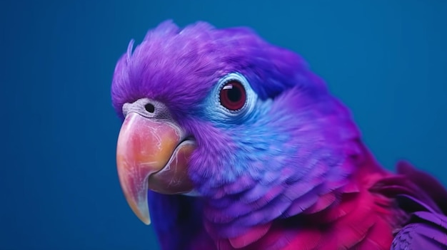 Un pappagallo con uno sfondo blu