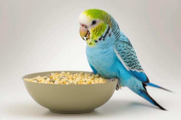 Un pappagallo variopinto che mangia il concetto di nutrizione ai generativo