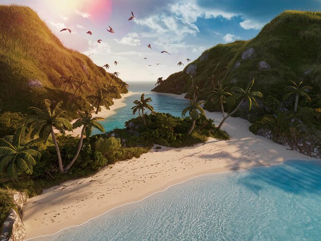 un paradiso sulla spiaggia nascosto tra le colline erbose