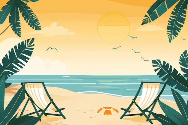 Un paradiso tropicale di spiaggia estiva vettoriale