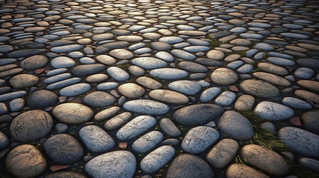 Un pavimento di pietra con una luce sopra