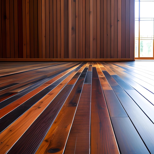 Un pavimento in legno con una finestra sullo sfondo che dice "legno".