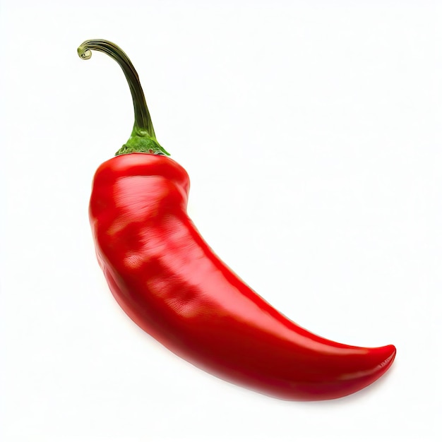 un pepe rosso su uno sfondo bianco con un gambo verde.