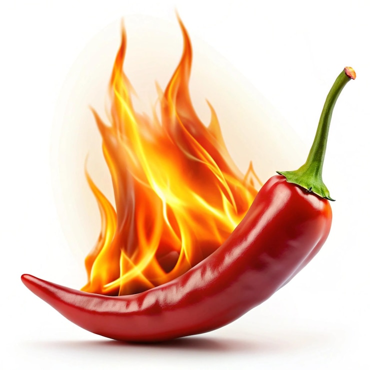 Foto un peperoncino caldo sta bruciando in fiamme con una fiamma che dice "hot chili quot"