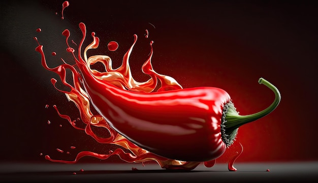 Un peperoncino rosso con un fuoco nel mezzo