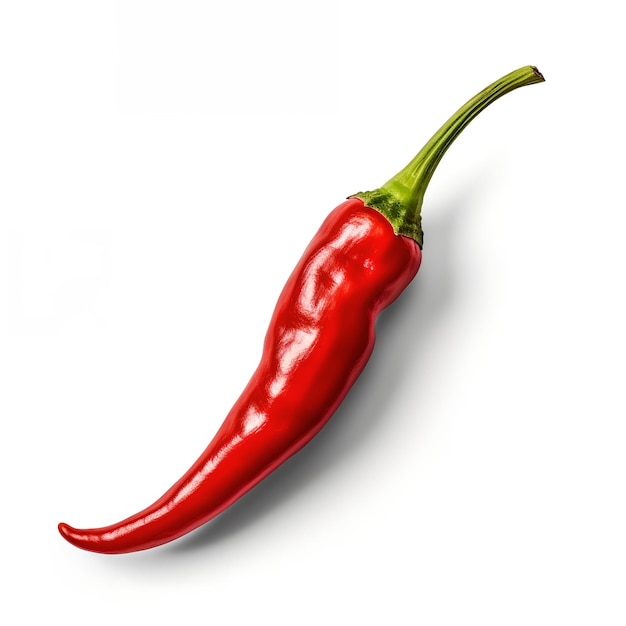 Un peperoncino rosso con un gambo verde.