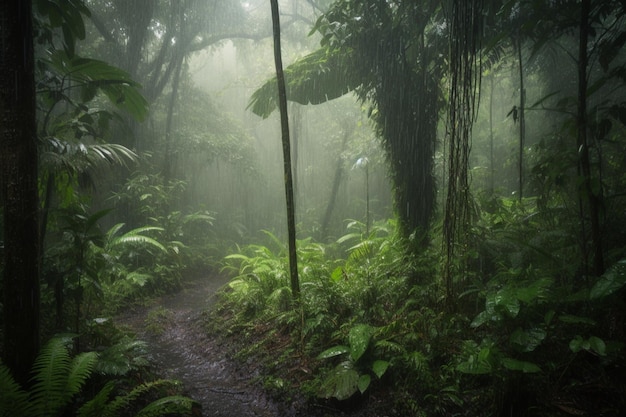 Un percorso attraverso la giungla in costa rica