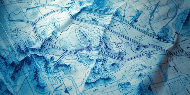 Un percorso disegnato a mano su una mappa di progetto che mescola l'arte con la precisione per navigare i percorsi dell'esplorazione