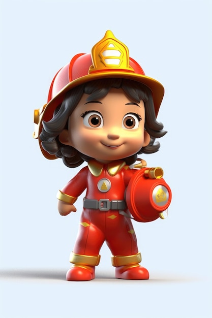 Un personaggio dei cartoni animati che è un pompiere con un elmetto da pompiere.