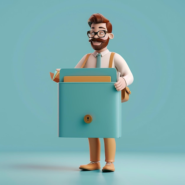 un personaggio dei cartoni animati con gli occhiali e una valigetta che dice "hes holding a cigarette"