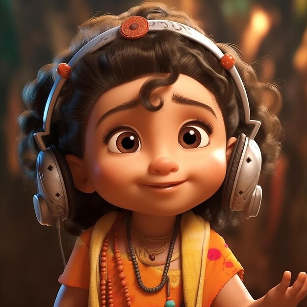 Un personaggio dei cartoni animati con le cuffie che dice "sono una bambina"