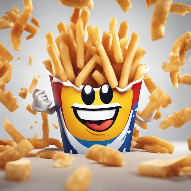 Un personaggio dei cartoni animati con patatine fritte