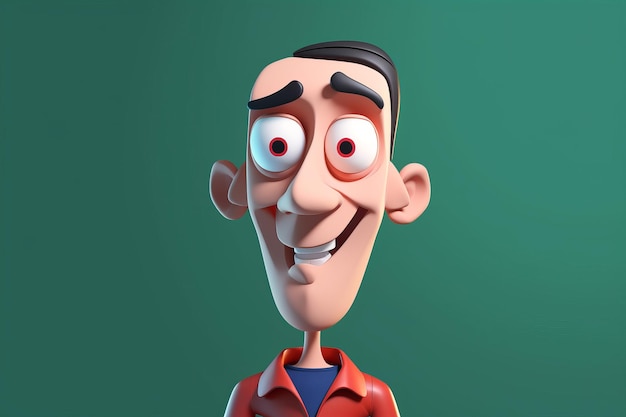 Un personaggio dei cartoni animati con sfondo verde e occhi rossi