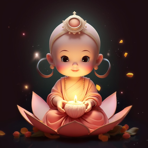 Un personaggio dei cartoni animati con una candela al centro