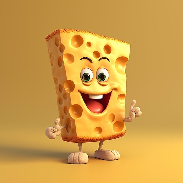 Un personaggio dei cartoni animati con una faccia che dice "formaggio".