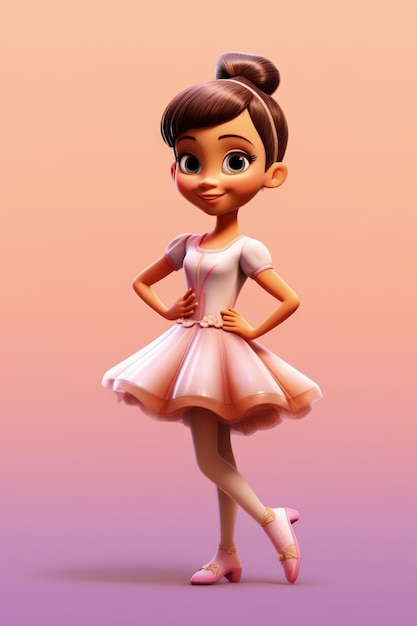 Un personaggio dei cartoni animati di una ragazza in un tutù rosa