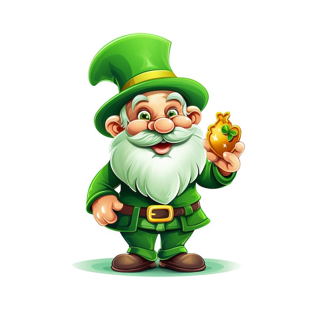 Un personaggio dei cartoni animati Leprechaun St Patrick's Day che alza il pollice e sbircia su un cartello