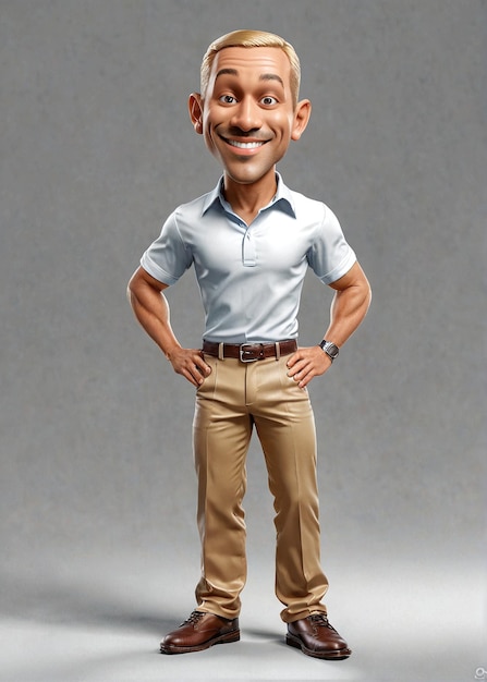 un personaggio di cartone animato con una camicia bianca e pantaloni marroni