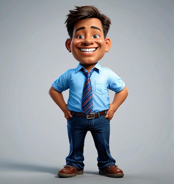 un personaggio di cartone animato con una camicia blu e una cravatta