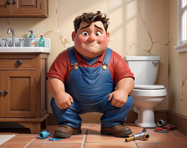 un personaggio di cartone animato in un bagno