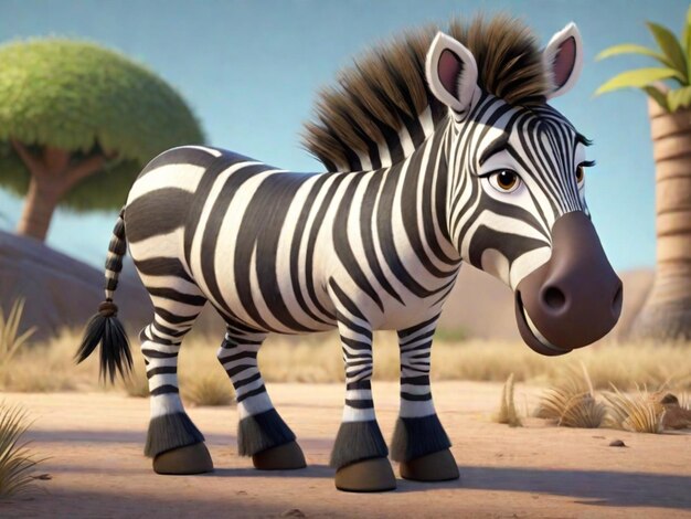 Un personaggio di cartoni animati di zebra 3D