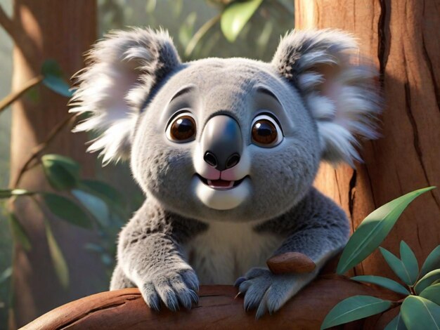 Un personaggio di cartoni animati Koala 3D