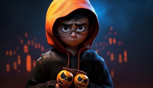 Un personaggio di Halloween come un personaggio Pixar dettaglio epico cinematografico