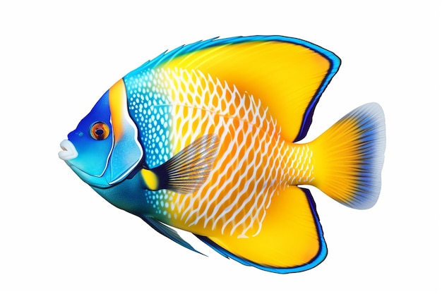 Un pesce angelo colorato isolato su uno sfondo bianco