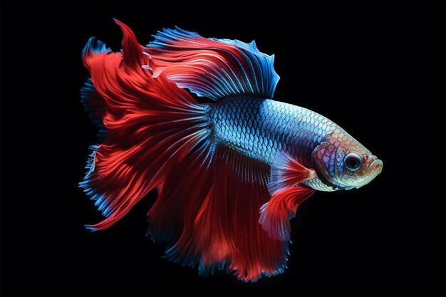 Un pesce betta colorato con uno sfondo nero