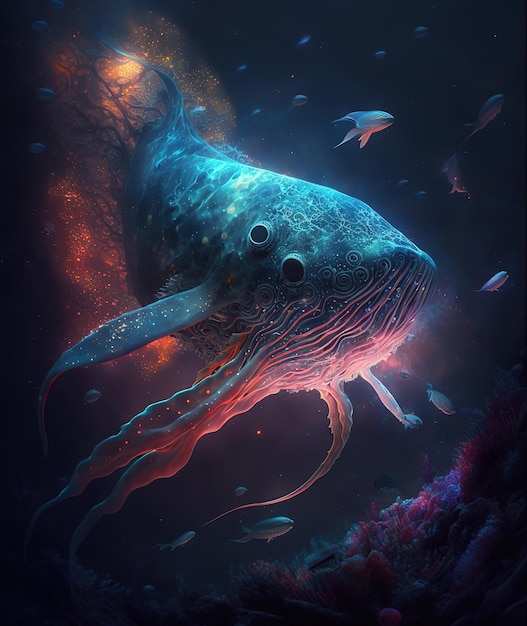 Un pesce che è blu e rosso