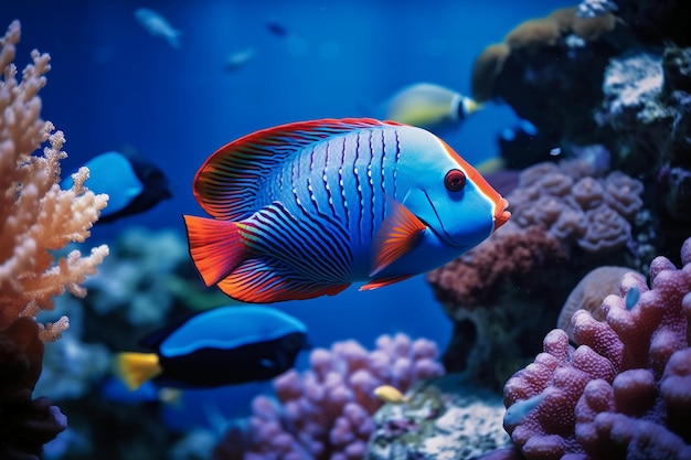 Un pesce che è blu e rosso