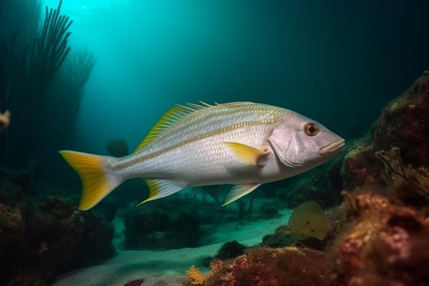 Un pesce che nuota nell'oceano