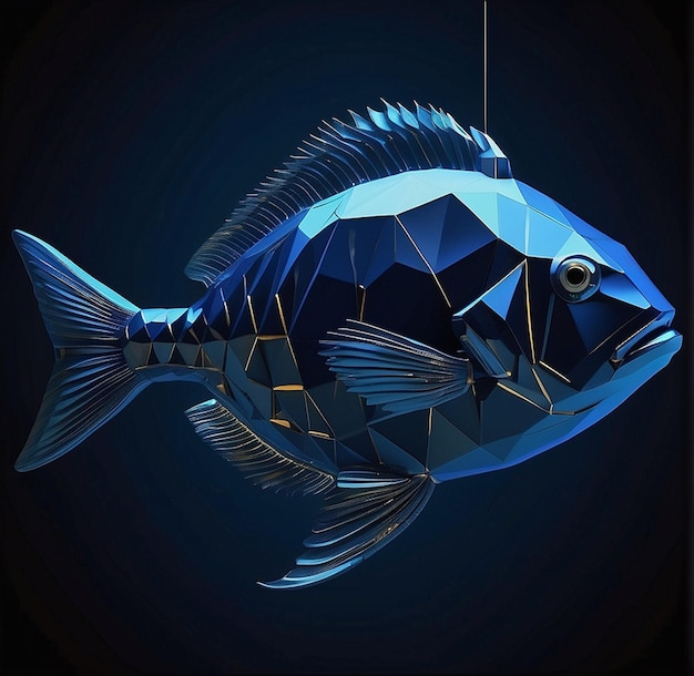 un pesce con un corpo blu e un corpo bianco e blu