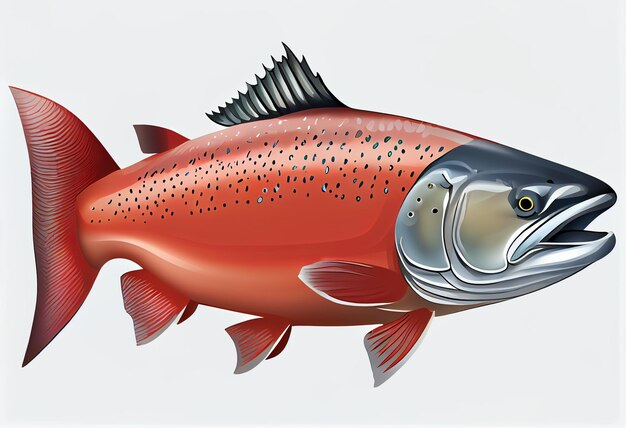 Un pesce con una coda rossa e una coda rossa.